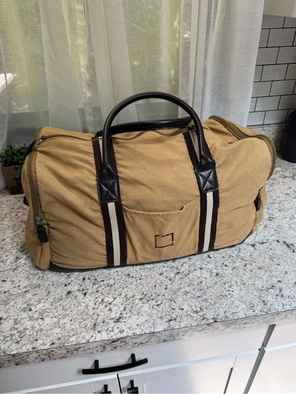 Heritage Canvas Weekender Large Duffel Bag - Tan